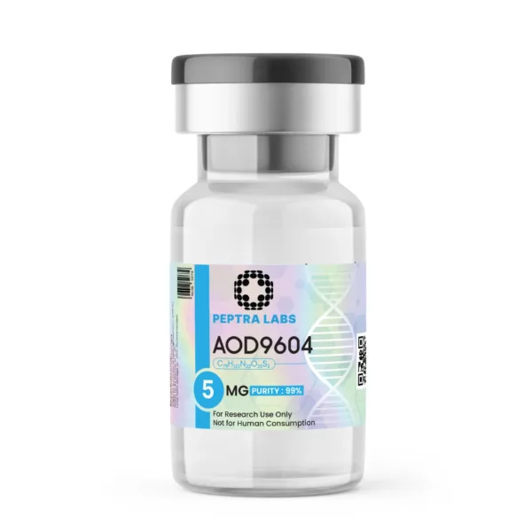 AOD9604 5 mg – fiolka z peptydem do badań, czystość 99% na etykiecie, Peptra Labs