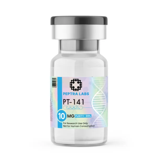 PT-141 10mg research vial, sealed, labelled, research use only