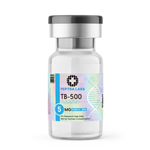 TB-500 5mg research vial, sealed, labelled, research use only