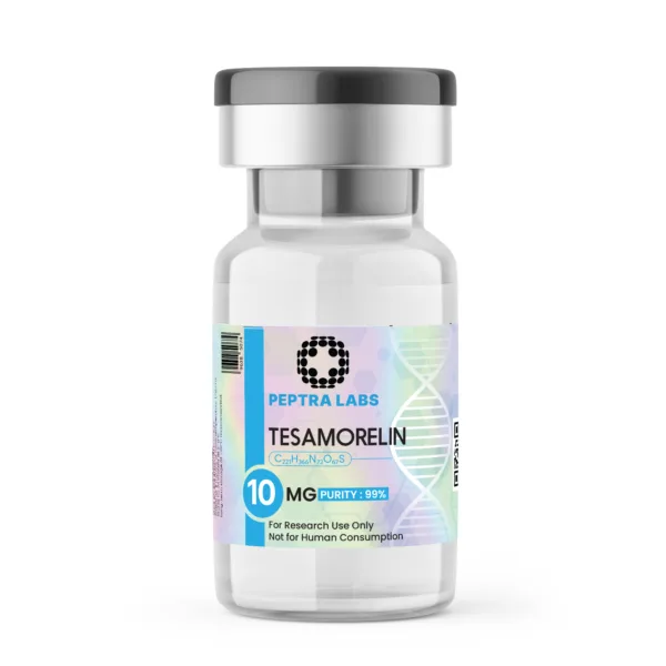 Tesamorelin 10mg research vial, sealed, labelled, research use only