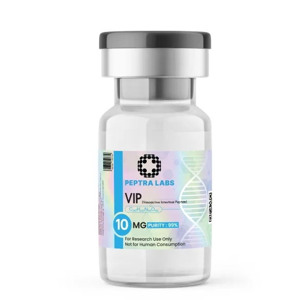 VIP 10mg research vial, sealed, labelled, research use only